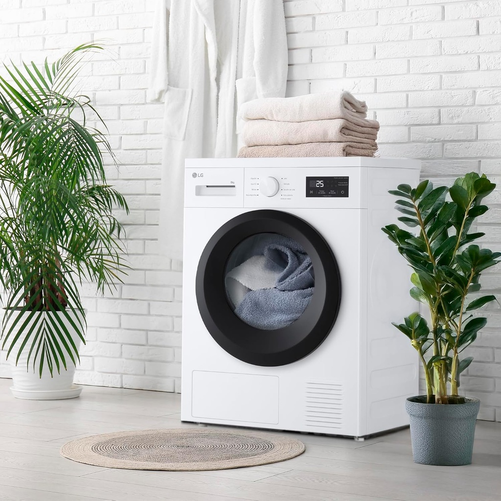 LG RHA1008NWK Secadora 8kg, D, con Bomba de calor, Blanca, Serie 100