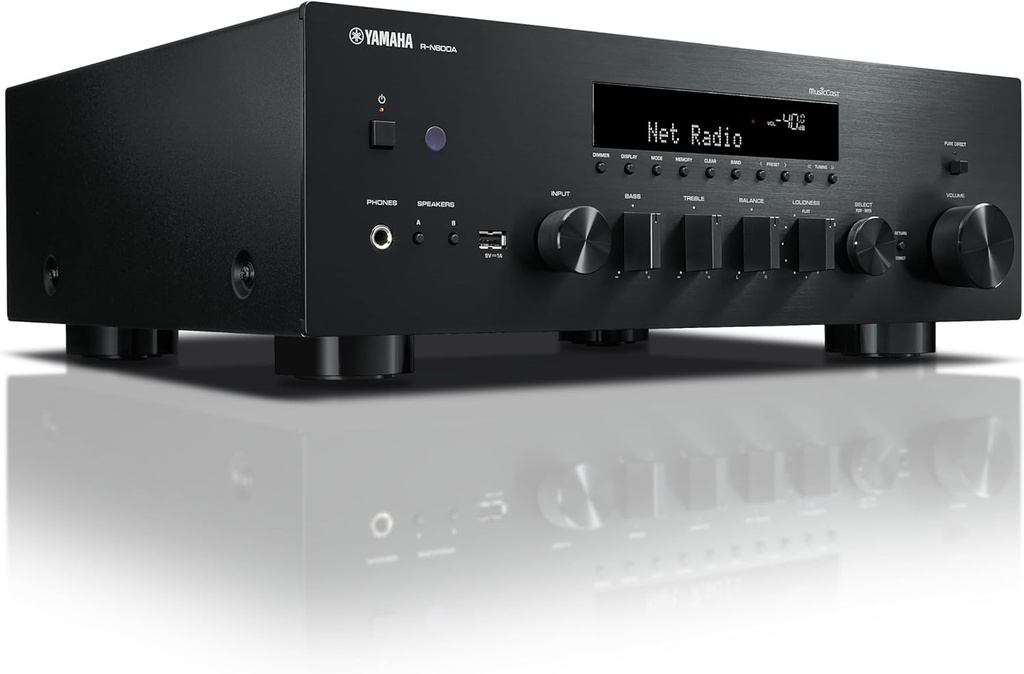 Yamaha R-N600 A, Receptor de canales Hi-Fi, con MusicCast y streaming inalámbrico, audio de alta resolución, SABRE DAC y Pure Audio Fidelity