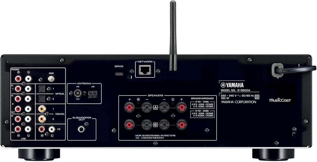 Yamaha R-N600 A, Receptor de canales Hi-Fi, con MusicCast y streaming inalámbrico, audio de alta resolución, SABRE DAC y Pure Audio Fidelity