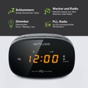Muse M-150 CR, Radio despertador FM/PLL con 20 presintonías para emisoras FM, Despertador por radio o buzzer con funciones Snooze, Sleep o siesta, 24 horas con LED en ámbar de gran tamaño y función Dimmer