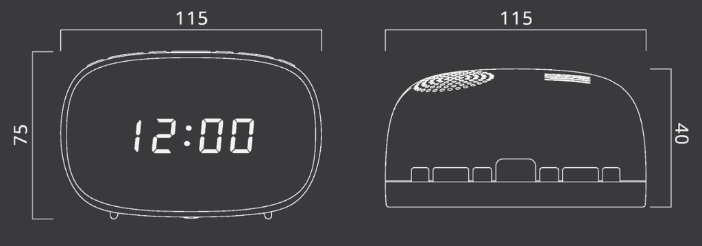 Muse M155 CR, Radio despertador FM/PLL con 20 presintonías para emisoras de FM, Radio o Buzzer, Snooze, Sleep y siesta, 24 horas con LED, intensidad ajustable