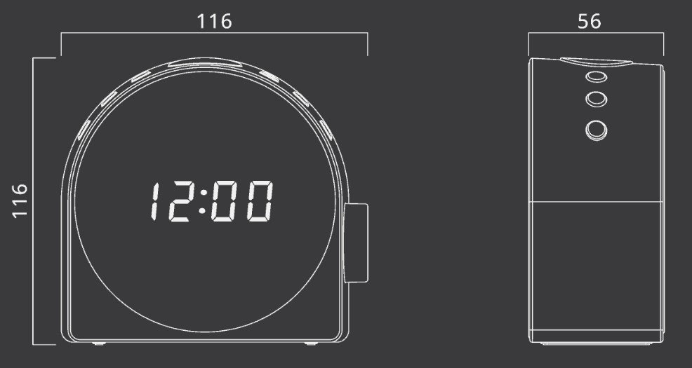 Muse M-185 CR, Radio despertador FM/MW PLL con 20 presintonías para emisoras (10 FM + 10 MW), Radio o buzzer, Snooze, 24 horas con LED blanco, Intensidad ajustable