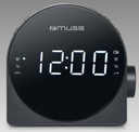 Muse M-185 CR, Radio despertador FM/MW PLL con 20 presintonías para emisoras (10 FM + 10 MW), Radio o buzzer, Snooze, 24 horas con LED blanco, Intensidad ajustable