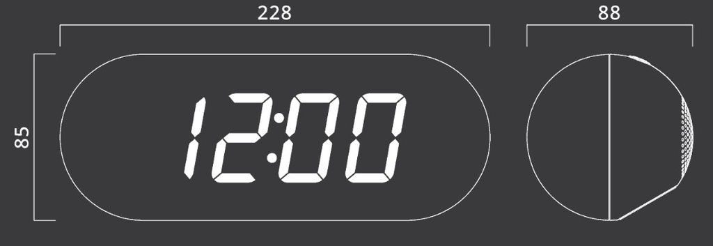 Muse M-19 GL, Radio FM/AM, Pantalla LED de 1,8'', Reloj 24h, Intensidad ajustable (Fuerte / Bajo / Apagado), 20 presintonías de FM, Radio o zumbador, Snooze y sleep