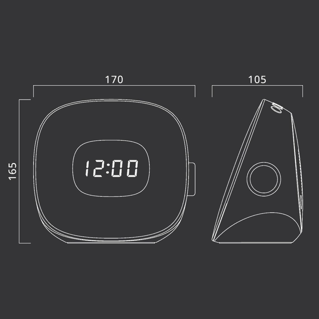 Muse ML-198 CR, Radio despertador con sonidos de la naturaleza, Radio FM digital con 20 presintonías, Luz ambiente multicolor, Radio o zumbador, Pantalla LED, Doble alarma