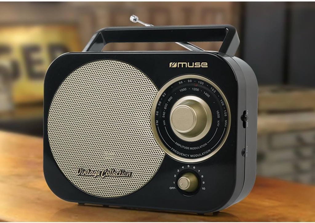 Muse M-055 RB, Radio portátil, 2 bandas (FM/AM), Antena telescópica, Encendido y apagado en el botón de volumen, Entrada auxiliar