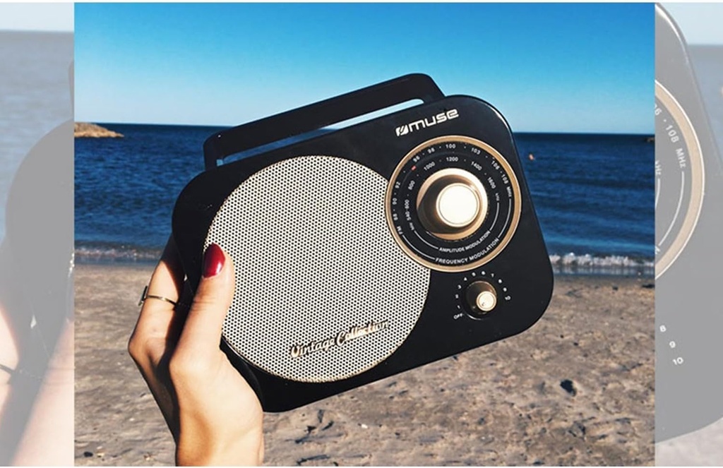 Muse M-055 RB, Radio portátil, 2 bandas (FM/AM), Antena telescópica, Encendido y apagado en el botón de volumen, Entrada auxiliar