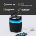 Muse M-520 KA, Altavoz BT Karaoke, Potencia 30W, con 6 Modos de luz. IPXS, Sonido de acompañamiento. Entrada Auxiliar, Toma de Auriculares, Entrada de Mic, Puerto USB, 1 micrófono inalámbrico