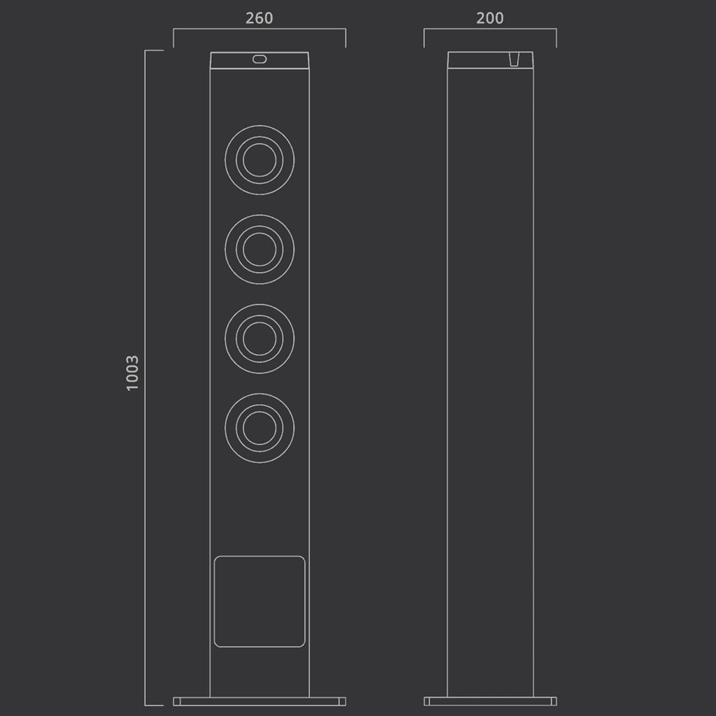 Muse M-1250 BT, Torre Bluetooth, Radio FM PLL, USB para reproducir y cargar, Potencia de 60W, Tarjeta SD, Entrada auxiliar jack, Caja de manedra, Mando a distancia