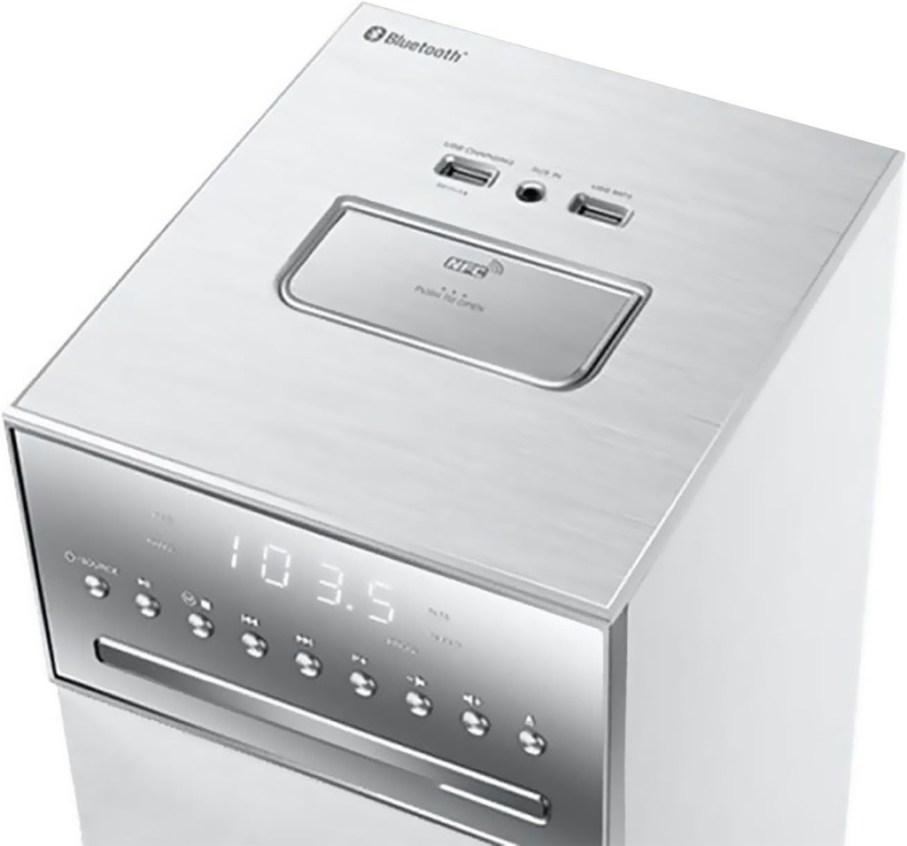 Muse M-1350 BTC, Torre Bluetooth, NFC, Potencia de 180 W, Reproductor CD-MP3, Radio FM, PLL, Reproductor / Cargador USB, RCA jack jack + entrada auxiliar jack, Mando a distancia