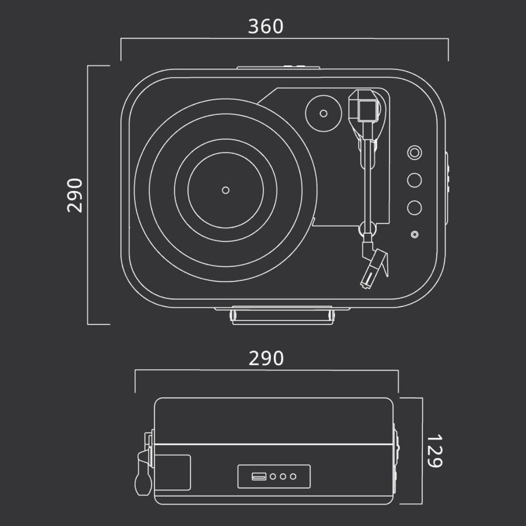 Muse MT-207, Tocadiscos con Bluetooth, Altavoz estéreo Integrado y USB (Salida RCA, Entrada AUX, Toma de Auriculares)