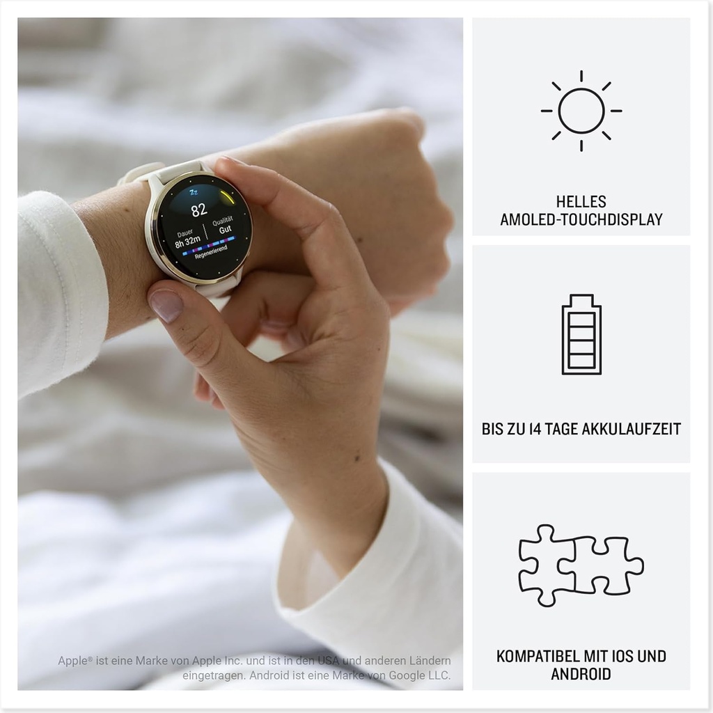 Reloj Garmin Venu 3, GPS, Funciones de salud y forma física, Batería hasta 14 días, Resistente al agua 50 metros