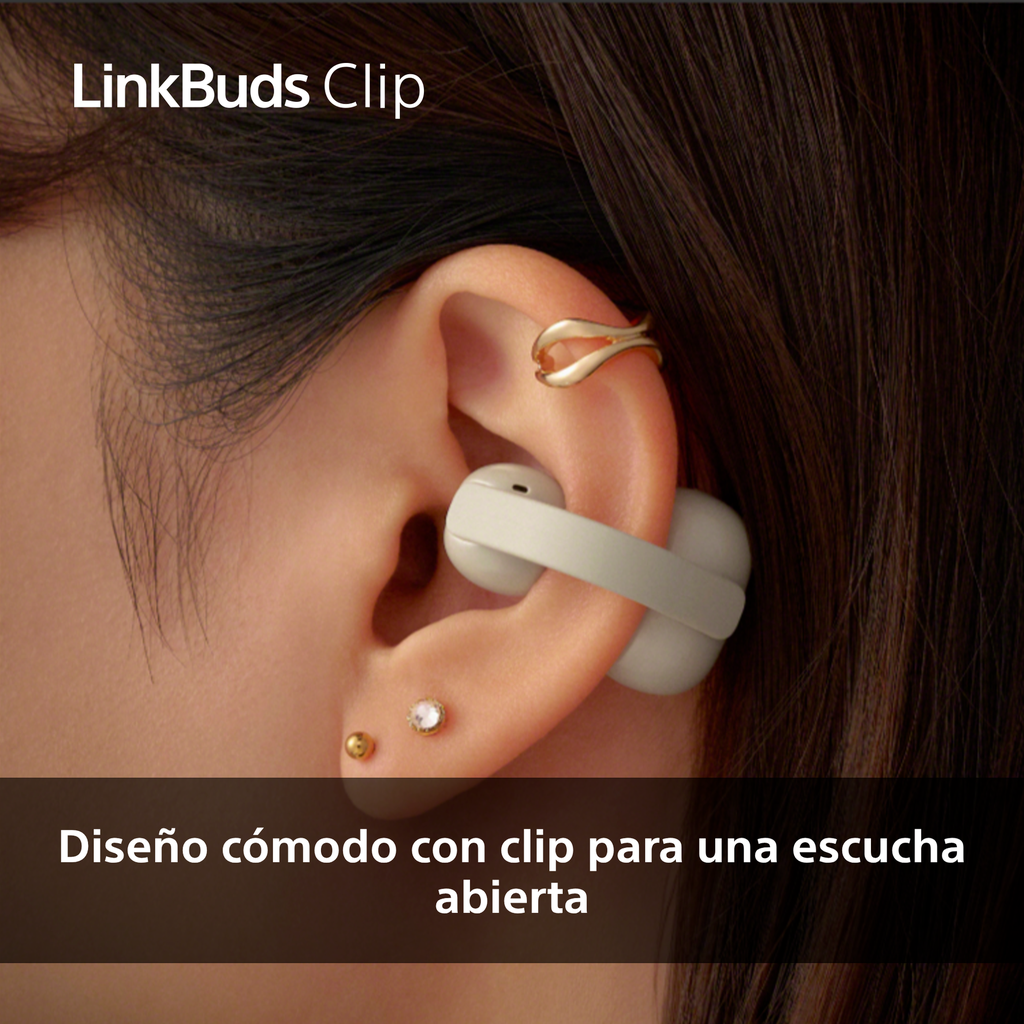 Sony LinkBuds WFLC900B Clip de estilo abierto, cómodo diseño con clip, 3 modos de escucha, IPX4, llamadas nítidas, 37 horas de batería, asistente de voz con IA, control táctil, iOS y Android