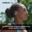 Sony LinkBuds WFLC900B Clip de estilo abierto, cómodo diseño con clip, 3 modos de escucha, IPX4, llamadas nítidas, 37 horas de batería, asistente de voz con IA, control táctil, iOS y Android