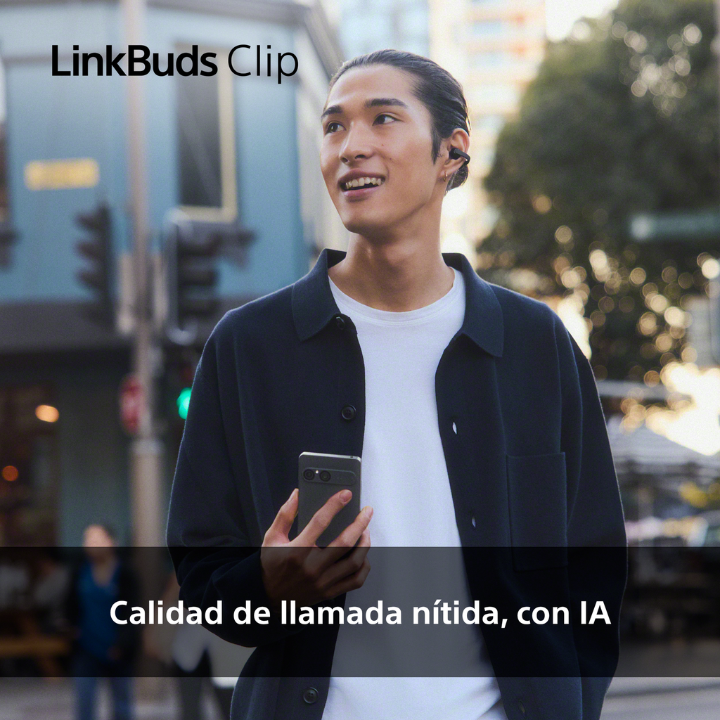 Sony LinkBuds WFLC900B Clip de estilo abierto, cómodo diseño con clip, 3 modos de escucha, IPX4, llamadas nítidas, 37 horas de batería, asistente de voz con IA, control táctil, iOS y Android