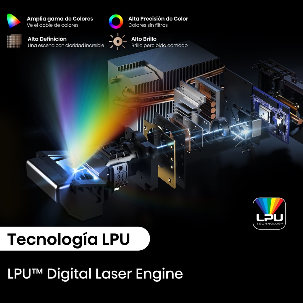 Proyector Laser cinema Tiro corto, 80 a 150 pulgadas, Tecnología LPU, Fuente láser Trichroma, Dolby Vision-Atmos