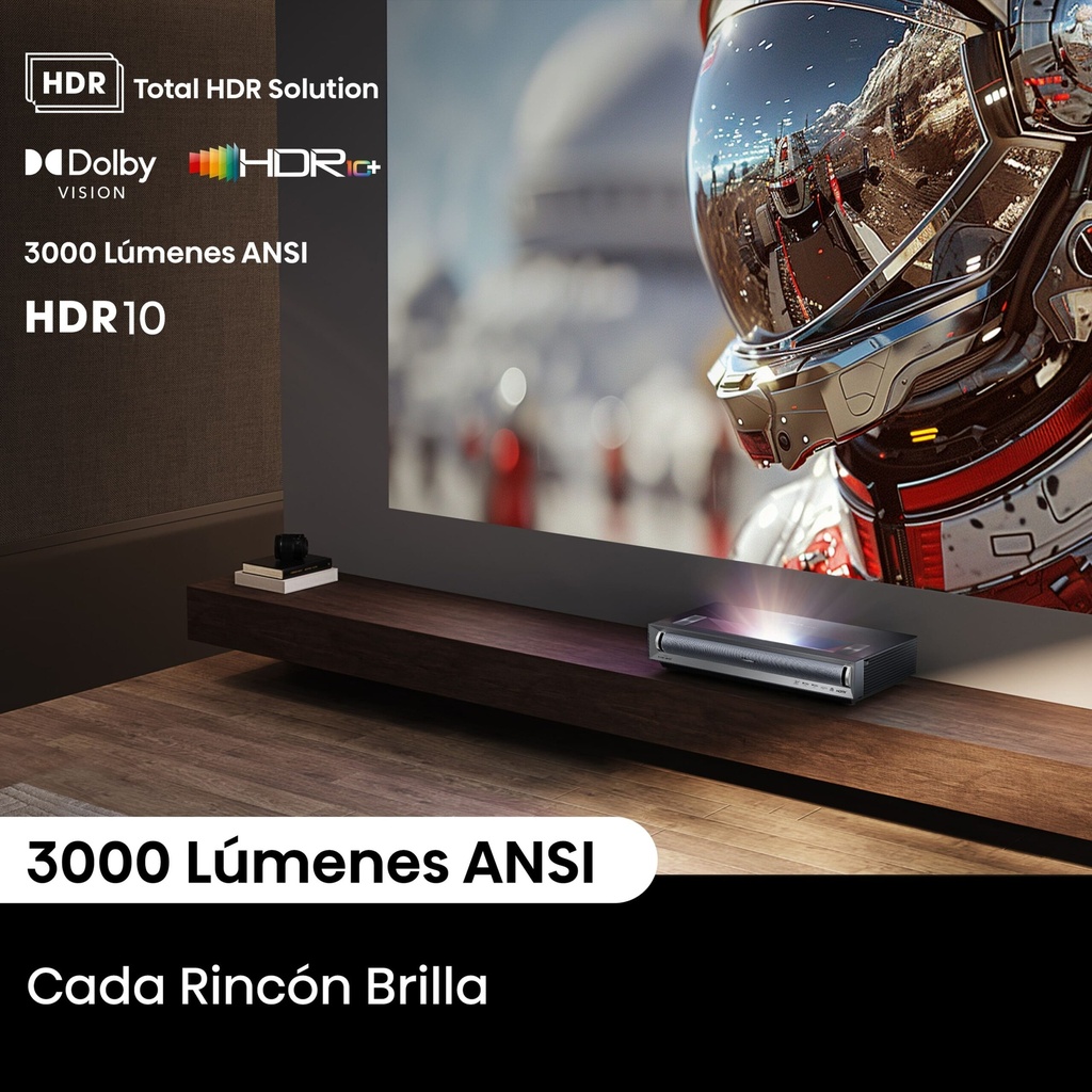 Proyector Laser cinema Tiro corto, 80 a 150 pulgadas, Tecnología LPU, Fuente láser Trichroma, Dolby Vision-Atmos