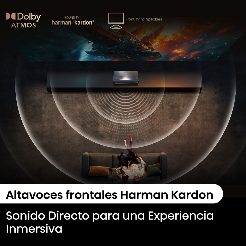 Proyector Laser cinema Tiro corto, 80 a 150 pulgadas, Tecnología LPU, Fuente láser Trichroma, Dolby Vision-Atmos
