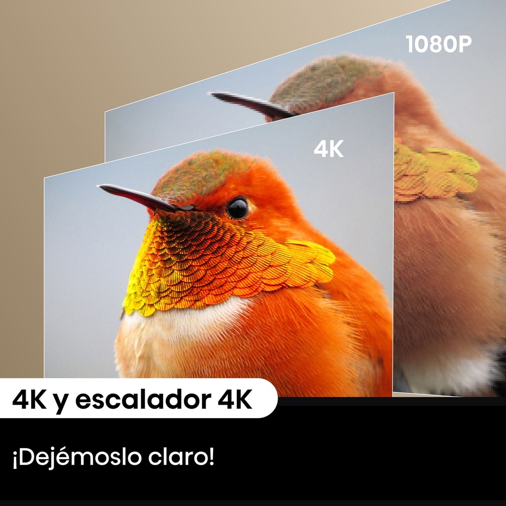 Mini Proyector Smart Tricroma UHD 4K, 65 a 300 pulgadas, 2000 Lumenes, Dolby Vision, HDR, Zoom Digital, Enfoque automático y manual