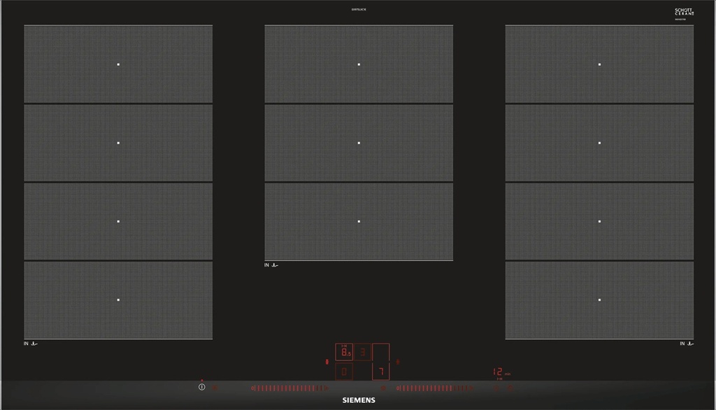 Siemens EX975LXC1E, placa flexinducción 90cm, 3 zonas flex, control de fritura, conexión con campanaind