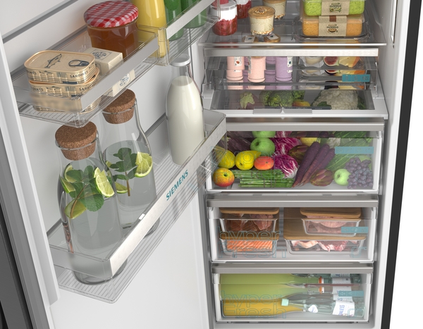 Siemens KS36NAXCG, frigorífico de libre instalación, 186.2 x 59.5 cm, acero negro antihuellas, iQ500