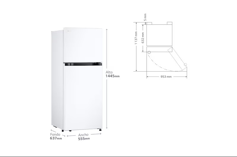 LG GTBV22SWNJ, frigorífico dos puertas, total no frost, 1,45m,