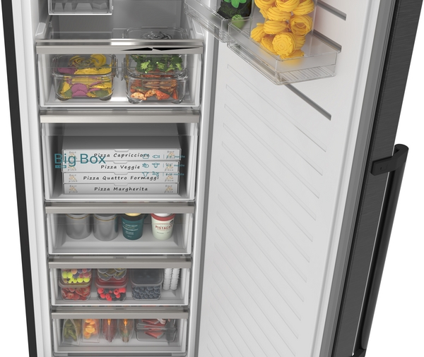 Siemens GS36NAXCG, congelador de libre instalación, 186.2 x 59.5 cm, acero negro antihuellas