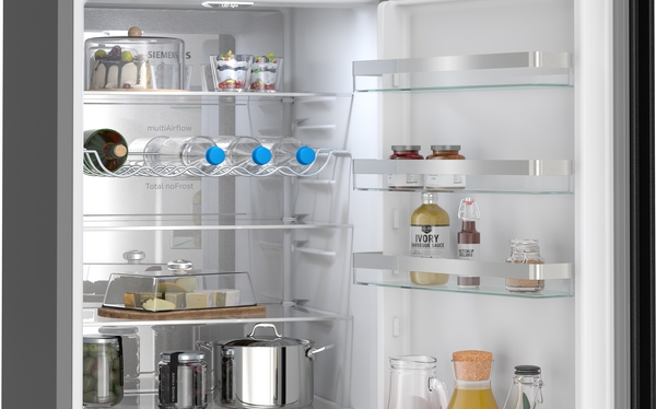 Siemens KG39NVXCG, frigorífico combinado de libre instalación, 203 x 60 cm, acero negro antihuellas, Siemens iQ300