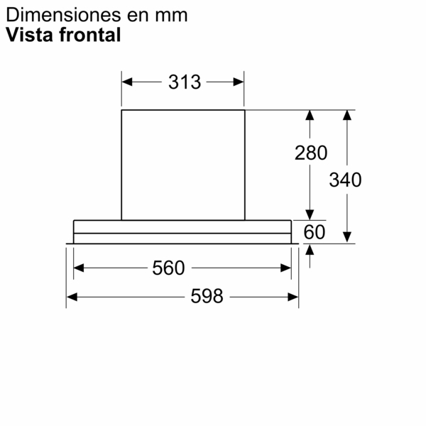 Siemens LJ68BET60, campana decorativa integrable, 60 cm, cristal negro mate