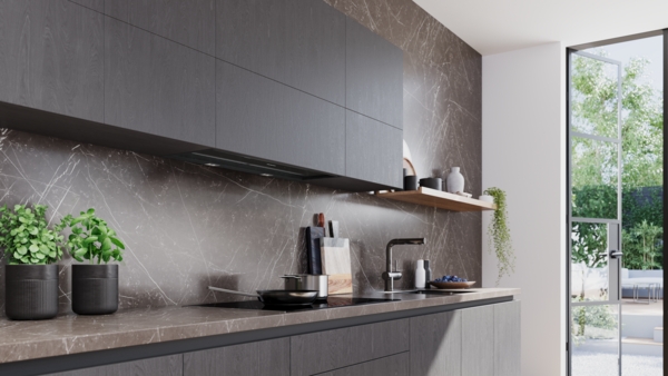 Siemens LJ97BDP60, campana decorativa integrable, 90 cm, cristal negro mate, iQ500