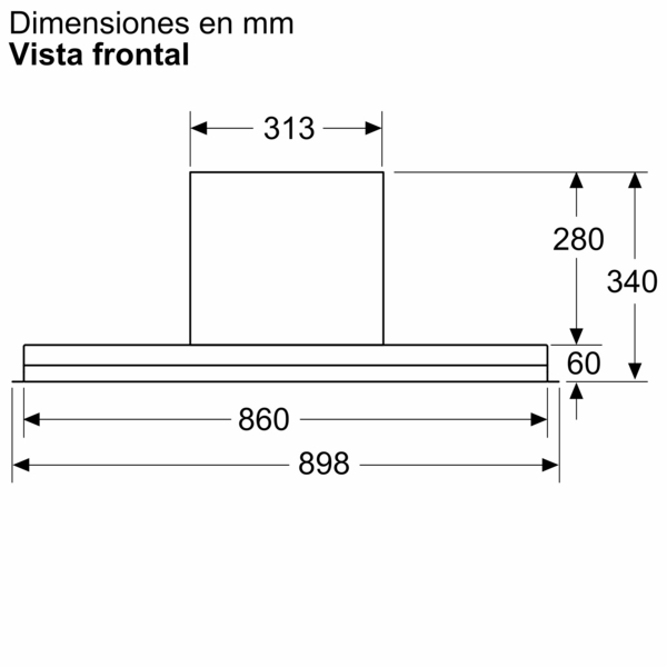 Siemens LJ95BCC60, campana decorativa integrable, 90 cm, cristal transparente, negro mate, iQ300