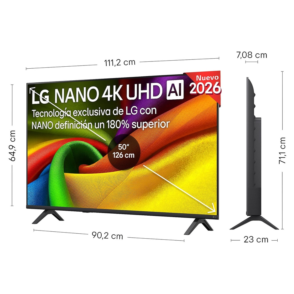 LG 50NU850B6LA, TV LED, UHD 4K, Procesador Inteligente α7 AI Processor 4K Gen9, Tecnologia NANO, Smart TV Web OS