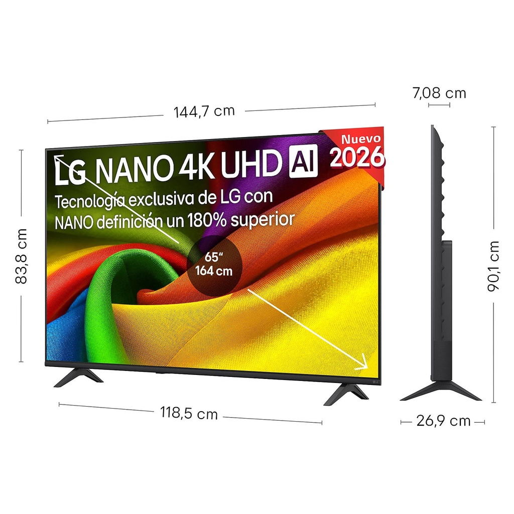 LG 65NU850B6LA, TV LED, UHD 4K, Procesador Inteligente α7 AI Processor 4K Gen9, Tecnologia NANO, Smart TV Web OS
