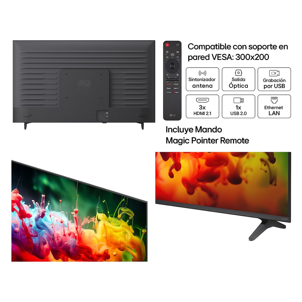 LG 55QNED72B6B, TV QNED Mini LED, UHD 4K, Procesador Inteligente α7 AI Processor 4K Gen9, Tecnologia Nano, Smart TV Web OS