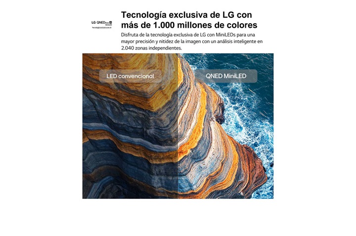 LG 75QNED70B6A, TV QNED Mini LED, UHD 4K, Procesador Inteligente α7 AI Processor 4K Gen9, Tecnologia Nano, Smart TV Web OS