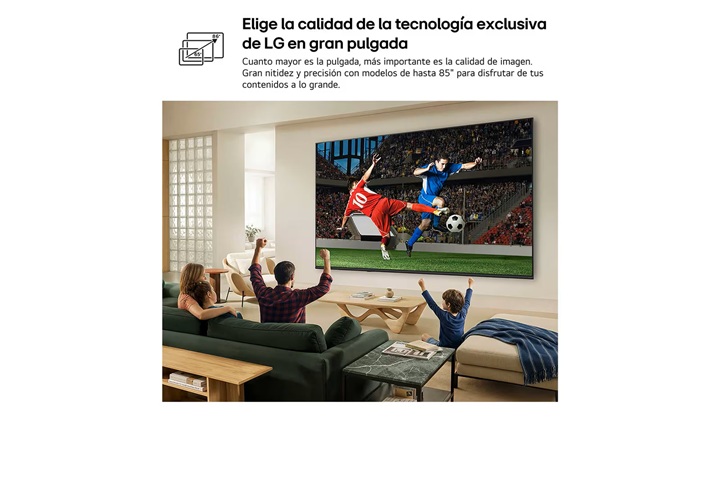 LG 75QNED70B6A, TV QNED Mini LED, UHD 4K, Procesador Inteligente α7 AI Processor 4K Gen9, Tecnologia Nano, Smart TV Web OS