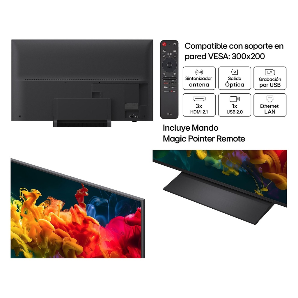 LG 55QNED81B6A, TV QNED Mini LED, UHD 4K, Procesador Inteligente α7 AI Processor 4K Gen9, Tecnologia Nano, Smart TV Web OS, Tecnologia EVO