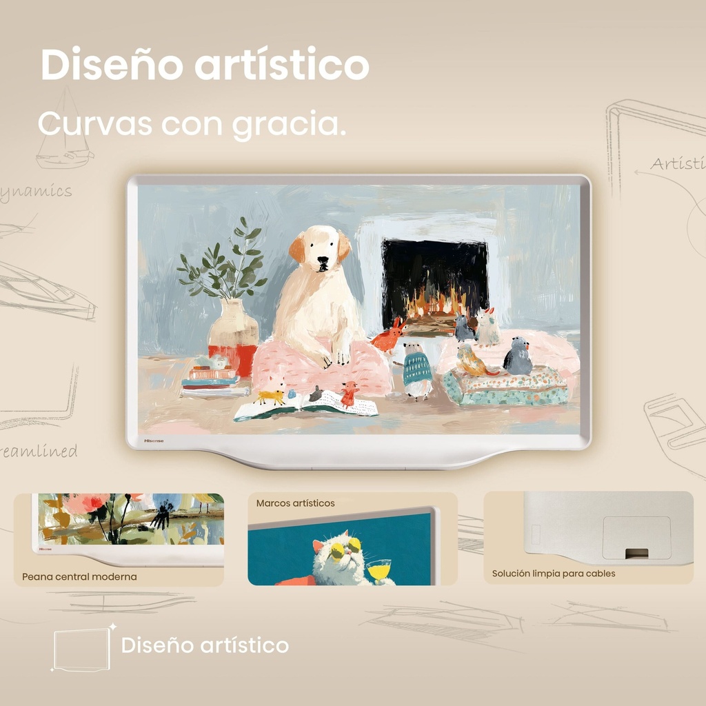 HISENSE Deco TV 43S5Q, QLED Quantum Dot colour 32″ Pulgadas, Peana central con estilo