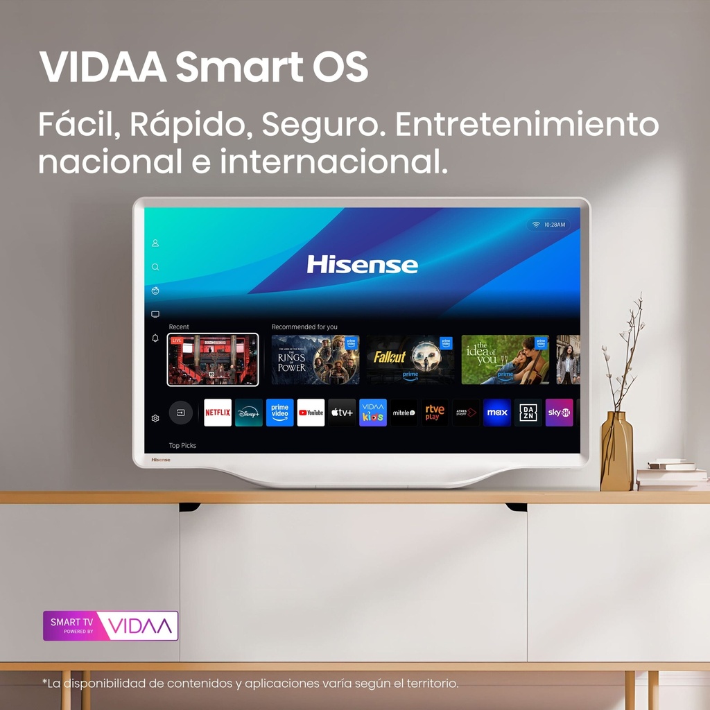 HISENSE Deco TV 43S5Q, QLED Quantum Dot colour 32″ Pulgadas, Peana central con estilo