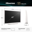 HISENSE Deco TV 43S5Q, QLED Quantum Dot colour 32″ Pulgadas, Peana central con estilo