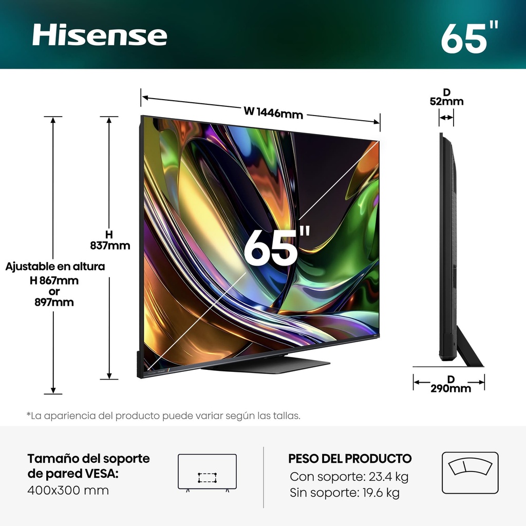 HISENSE RGB MiniLED TV 65UR8S, Ultra HD, Quad Core/MT9655, Hi-View AI Engine RGB