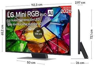 LG 50MRGB87B6B, TV RGB MINI LED, procesador a8 AI 4K Gen3, SMART TV Web OS, Tecnología Mini RGB