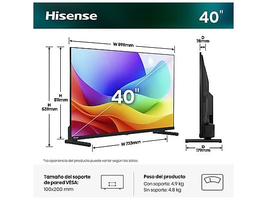 HISENSE QLED TV 40A5S, Full-HD, NT72690, Smart TV