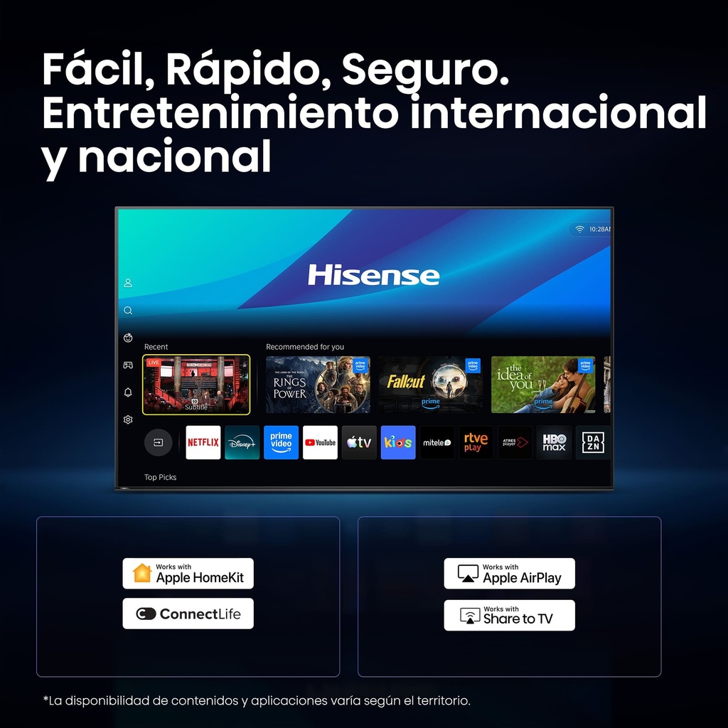 Hisense HD TV 40A4S, Natural Colour Enhancer, Dolby Audio, Modo Juego, Smart Home Ready