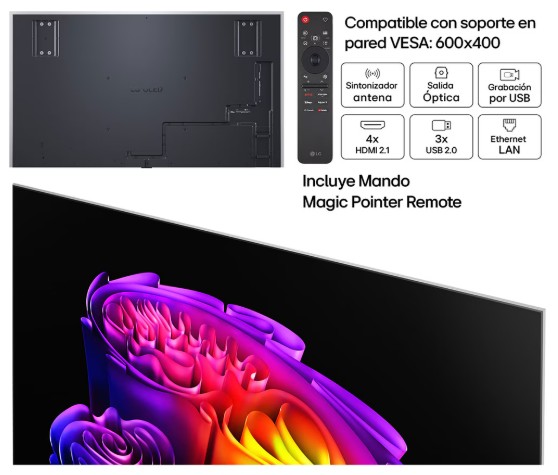 LG OLED97G64LW, TV OLED 65", 4K, 120Hz, procesador 4K IA α11 Gen3, Smart TV