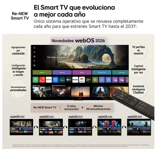 LG OLED97G64LW, TV OLED 65", 4K, 120Hz, procesador 4K IA α11 Gen3, Smart TV