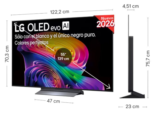 LG OLED55C64LA, TV OLED 55", 4K, procesador 4K AI α11 Gen3, Smart TV Web OS