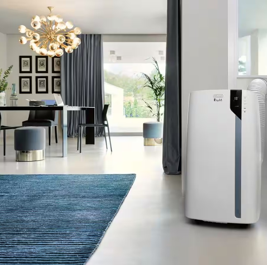 DeLonghi Pinguino PACEX105A+++, Aire acondicionado portátil, aparato 3 en 1: ventilador, aire acondicionado y deshumidificador, 100m Clase A+++