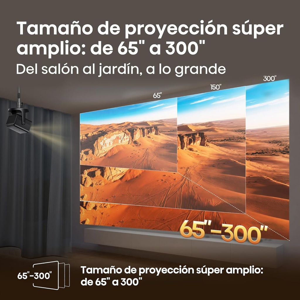 Mini Proyector Hisense Smart Tricroma Hisense UHD 4K, 65 a 300 pulgadas, 2500 Lumenes, Dolby Atmos, Dolby Vision, IMAX enhanced, HDR