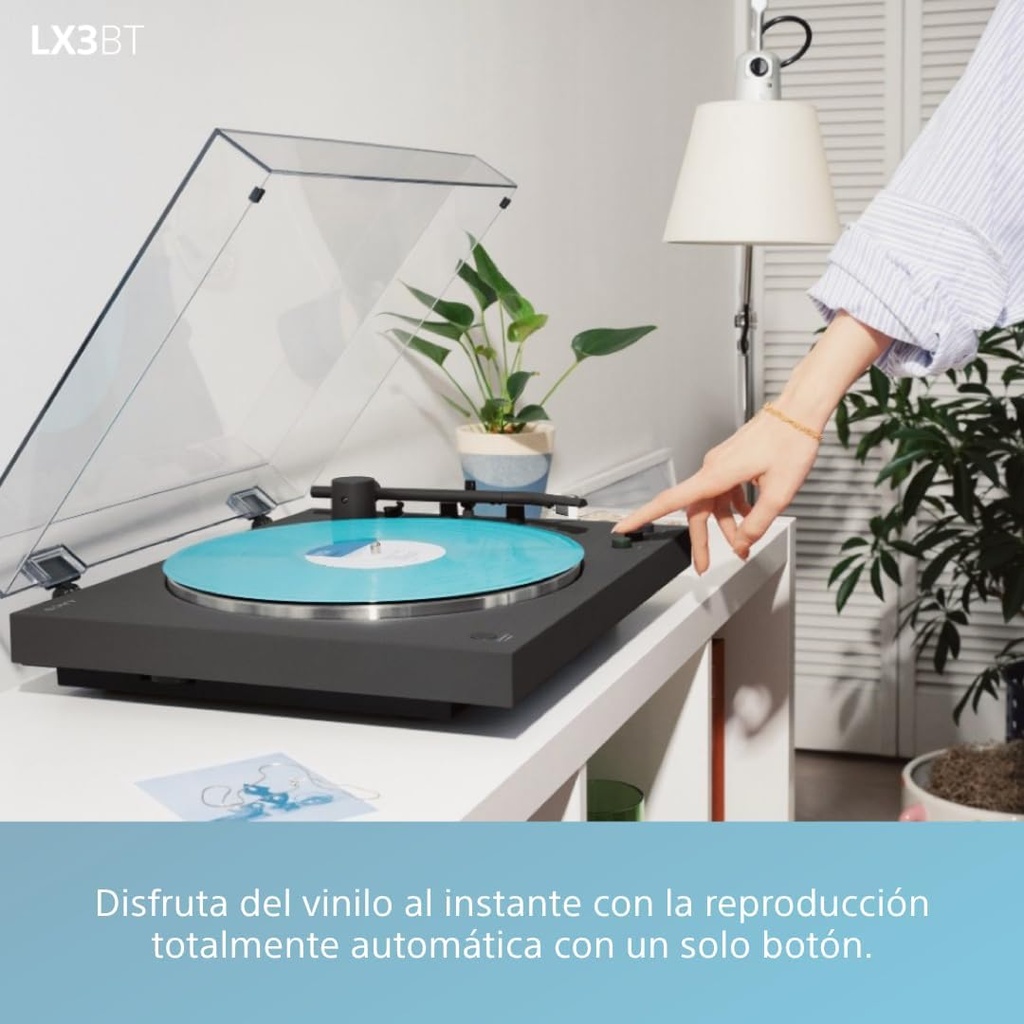 Sony PS-LX3BT, tocadiscos Bluetooth, audio de alta resolución inalámbrico, reproducción automática